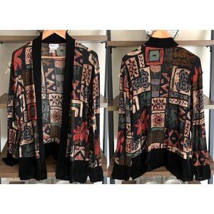 Coldwater Creek Artistic Pattern Cardigan, Size Large